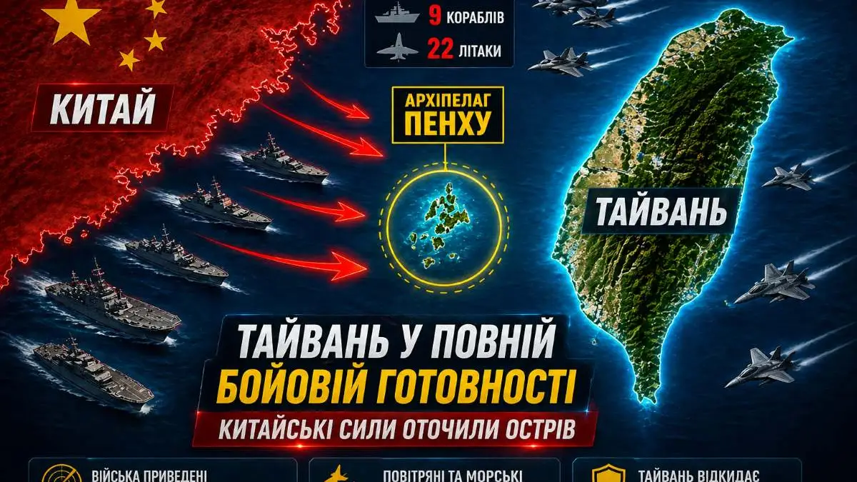 Китай оточив Тайвань кораблями й літаками: що відомо