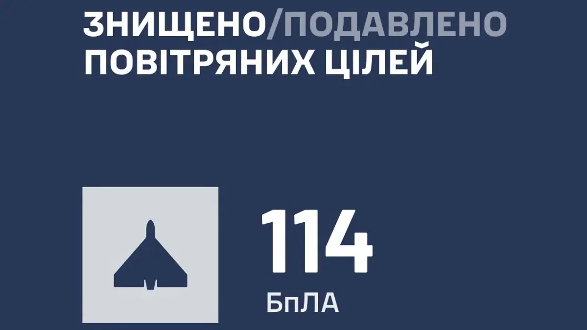 ППО України знищила 114 ворожих дронів під час атаки 9 жовтня