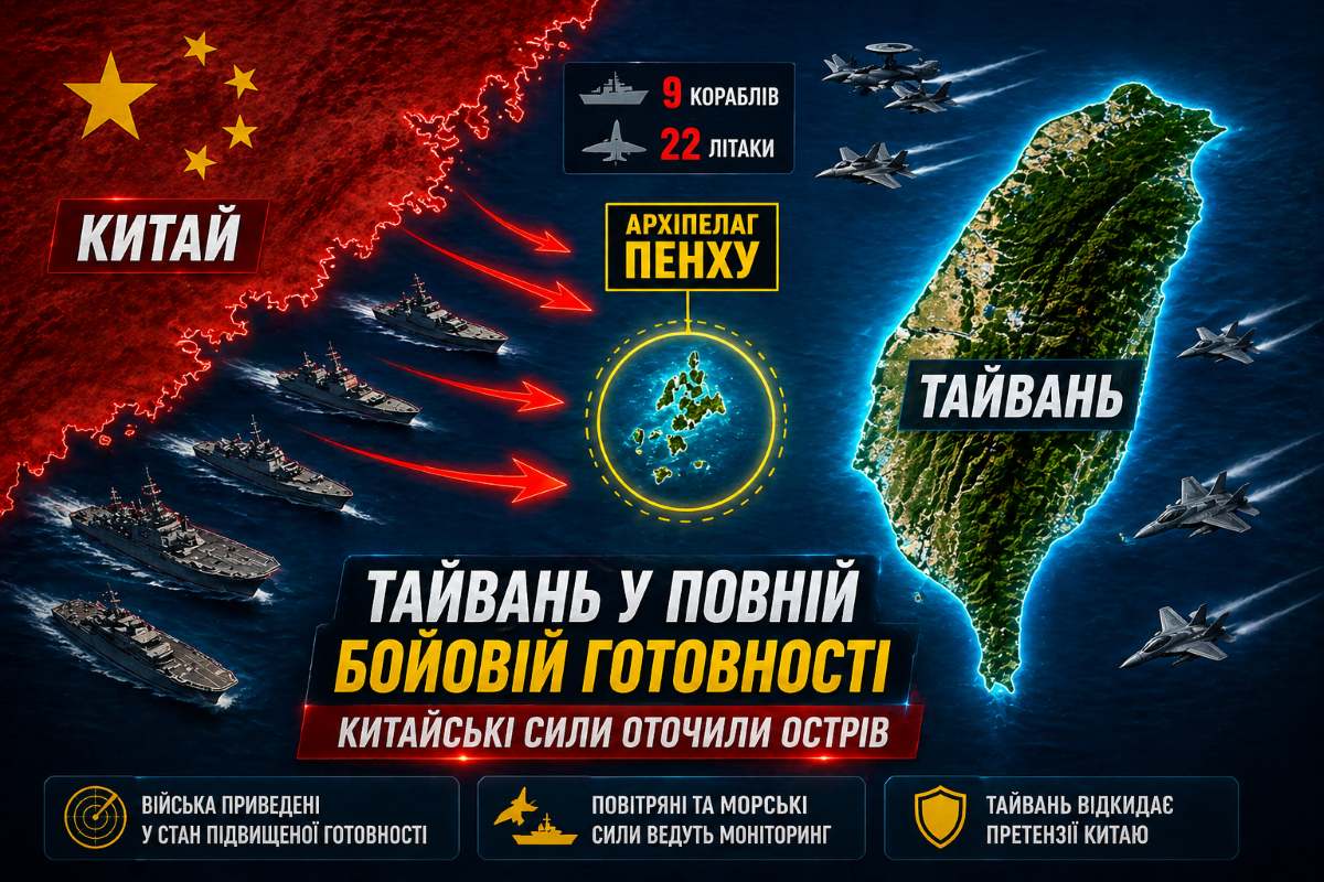 Китай оточив Тайвань кораблями й літаками: що відомо