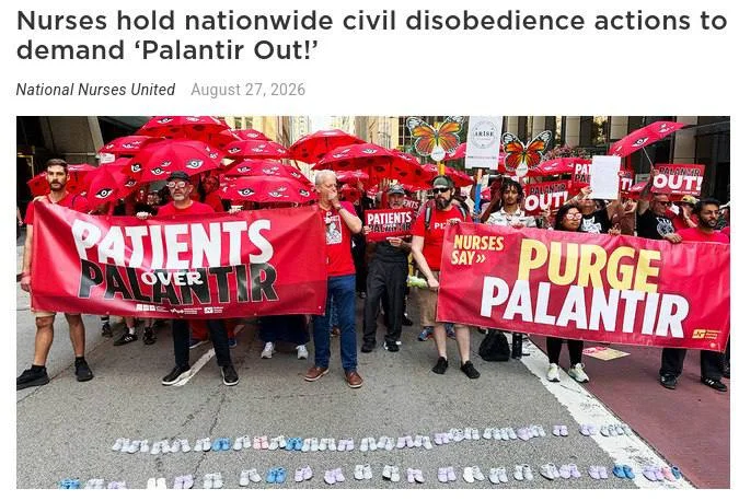 «Palantir — геть!»: медсестри та пацієнти вийшли на протести одразу у 8 містах США