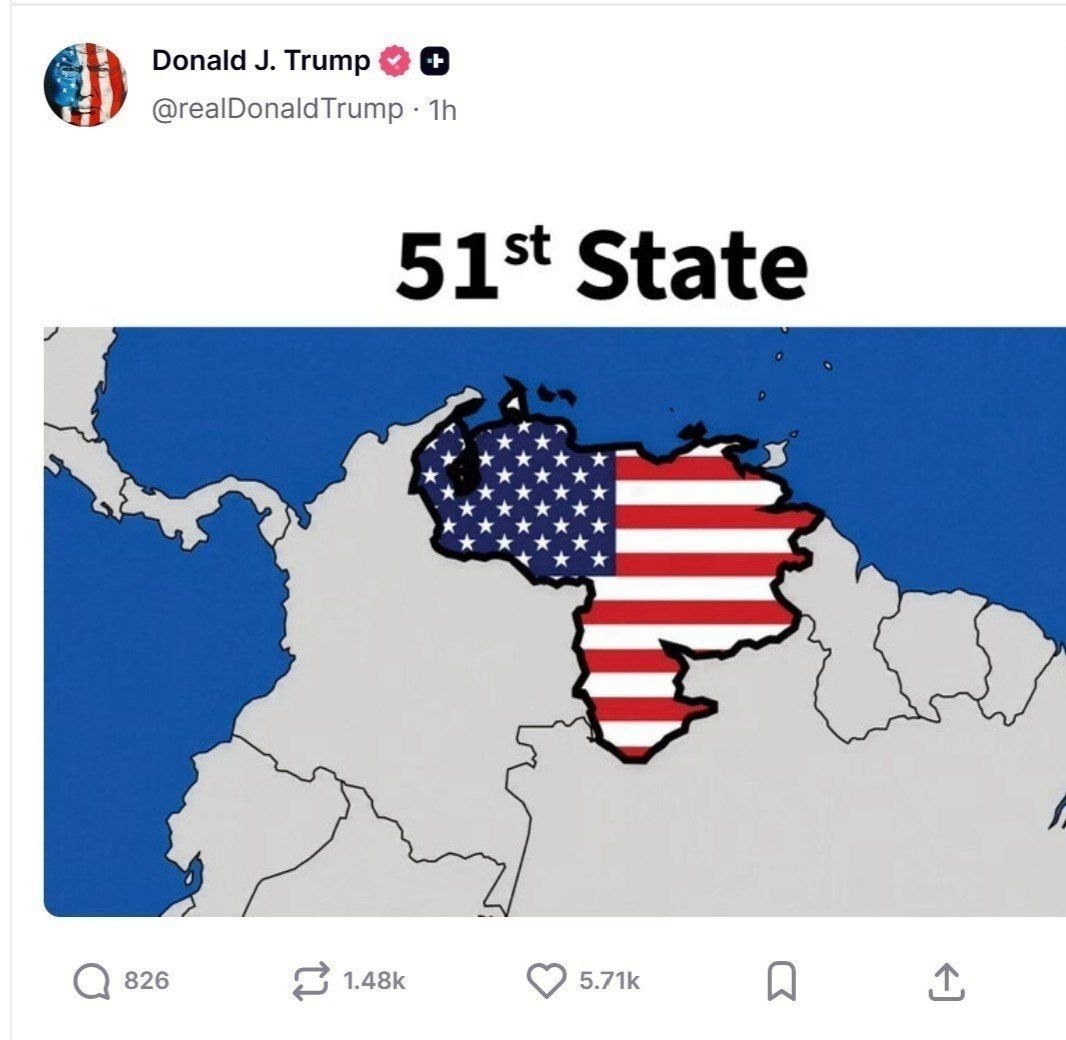 Трамп знову шокував картою: тепер Венесуела стала «51-м штатом США»